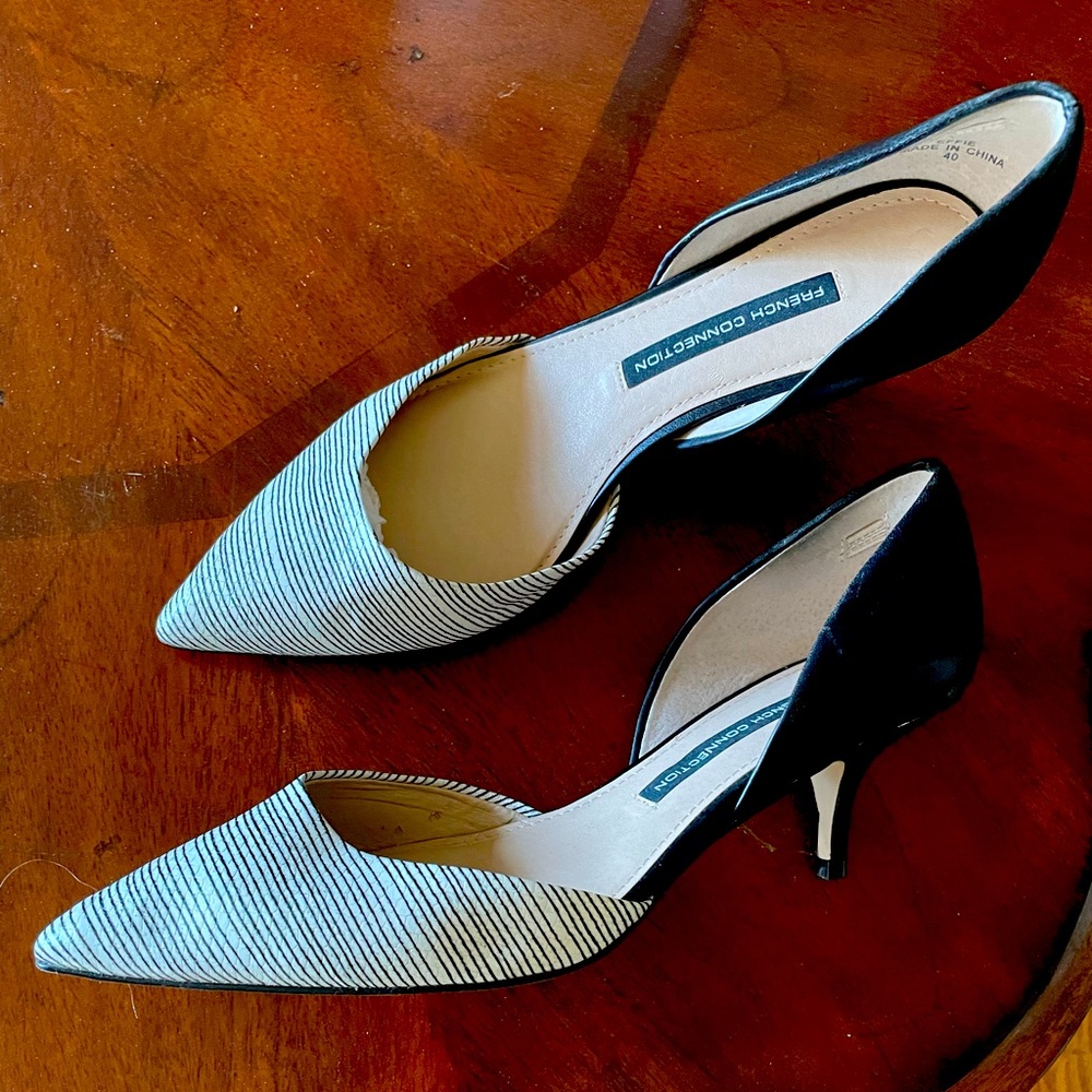Womens leather Black and white French Connection heels